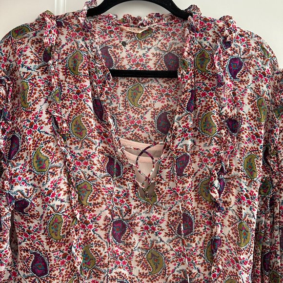 Sacks bohemian print long sleeve dress, size 0, used once - Picture 7 of 7